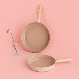 [Neoflam] FIKA OBJET Mini Peach Frying Pan 2-Piece Set ( 24cm Frying Pan + 28cm Frying Pan )_ Stylish and Eco-Friendly Premium Cookware  _Made in Korea