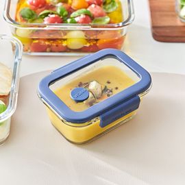 [NEOPLAM] GLACE Z Glass Vacuum Airtight Container Rectangular 460ml – Blue, A Revolutionary Vacuum Airtight Container Made Entirely of Glass