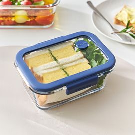 [NEOPLAM] GLACE Z Glass Vacuum Airtight Container Rectangular 800ml – Blue, A Revolutionary Vacuum Airtight Container Made Entirely of Glass