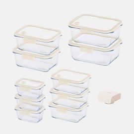 [NEOPLAM] GLACE Z Glass Vacuum Airtight Container 11-Piece Set + Vacuum Pump_ Ivory  _ A Revolutionary Vacuum Airtight Container Made Entirely of Glass