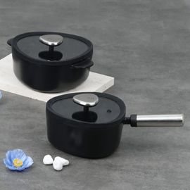 NEOFLAM FIKA APEX Black IH Induction 2-Piece Pot Set (18cm Saucepan + 20cm Casserole)