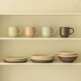 NEOFLAM FIKA Brunch 4-Person 12-Piece Set (Beige & Pink) – Aesthetic Brunch Tableware Inspired by Nature