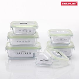 NEOFLAM Freshlock Heat-Resistant Glass Food Storage Containers – 6-Piece