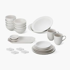 NEOFLAM Ronda Porcelain Dinnerware Set for 4 (25P) _ Premium Tableware Inspired by the Romance of Ronda, Spain _ Made in Korea