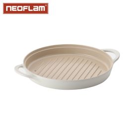 NEOFLAM Fika 26cm Round Grill Pan _ Swedish-Inspired Design & Healthy Ceramic Cookware _ Made in Korea
