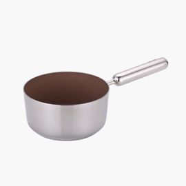 NEOFLAM EDGE Stainless Steel IH Milk Pan 18cm – Brown_ Healthy Ceramic-Coated Stainless Steel Sauce & Milk Pan _ Made in Korea