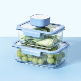 NEOFLAM VacuSeal Heat-Resistant Glass Vacuum Container Rectangle 1500ml – 100% Glass Lid with Patented Vacuum Technology _ Made in Korea