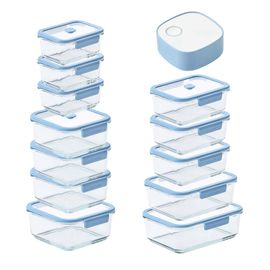 NEOFLAM VacuSeal Heat-Resistant Glass Vacuum Container 13-Piece Set (570ml ×3 + 950ml ×3 +1500ml ×1 + 2300ml ×1 + S1000ml ×3 + S1500ml ×1 + Vacuum Pump)