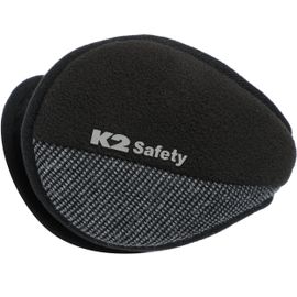 K2 Safety Winter Earmuffs - Micro Polar Fleece, Oversized, Adjustable (Black)