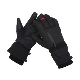 K2 Safety Winter Gloves - Ski Style, Rib-Knit Cuffs, Zippered Pocket (Black)