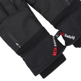K2 Safety Winter Gloves - Ski Style, Rib-Knit Cuffs, Zippered Pocket (Black)