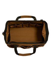 K2 Safety 20-Pocket Tool Bag - Collapsible, Metal Frame & Shoulder Strap (Brown)