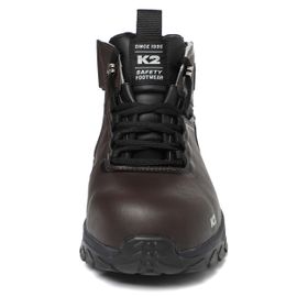 K2 Safety K2-114B (Brown) – Wide Toe Cap Safety Shoes with Side Zipper and Slip-Resistant Outsole