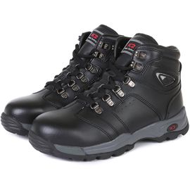 [K2-Safety] K2-46LP Ankle Safety Shoes, Natural leather + PU Film Coated Leather, Phylon Midsole, Rubber Outsole, Large Air Vent, Air Mesh