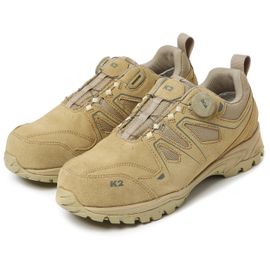 [K2-Safety] K2-64 Safety Shoes, Natural Leather, Air Mesh, Pylon Midsole, Rubber Outsole, Trendy Military Look, Dial Lace