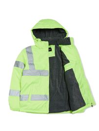 K2 Safety High-Visibility Down Jacket - Duck Down, Reflective, Polar Fleece Lining (Lemon) 21JK-F168R