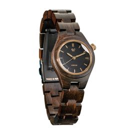 VOWOOD Romeo And Juliet - Modern Black Women's Wrist Watch / Natural Wood Handcrafted Premium Fashion Wristwatch, Black Maple Wood, High-quality Wood Package, Lifetime Warranty - Made in Korea
