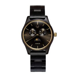 VOWOOD Ciel-Starlit Universe Men's Wrist Watch / Natural Wood Handcrafted Premium Fashion Wristwatch, Chacate Preto Wood, High-quality Wood Package, Lifetime Warranty - Made in Korea