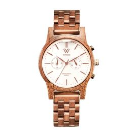 VOWOOD Destiny-Pure Brown Men's Wrist Watch / Natural Wood Handcrafted Premium Fashion Wristwatch, Walnut Wood, High-quality Wood Package, Lifetime Warranty - Made in Korea