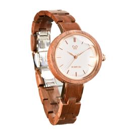 VOWOOD Destiny-Pure Brown Women's Wrist Watch / Natural Wood Handcrafted Premium Fashion Wristwatch, Walnut Wood, High-quality Wood Package, Lifetime Warranty - Made in Korea