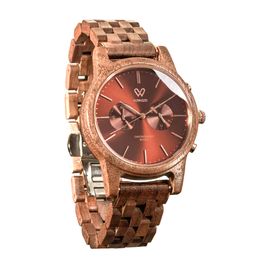 VOWOOD Destiny-Ruby Brown Men's Wrist Watch / Natural Wood Handcrafted Premium Fashion Wristwatch, Walnut Wood, High-quality Wood Package, Lifetime Warranty - Made in Korea