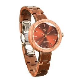 VOWOOD Destiny-Ruby Brown Women's Wrist Watch / Natural Wood Handcrafted Premium Fashion Wristwatch, Walnut Wood, High-quality Wood Package, Lifetime Warranty - Made in Korea