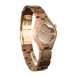 VOWOOD Romeo And Juliet - Chocolate Walnut Woen's Wrist Watch / Natural Wood Handcrafted Premium Fashion Wristwatch, Walnut Tree, High-quality Wood Package, Lifetime Warranty - Made in Korea