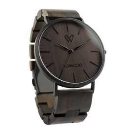 VOWOOD Union-Classic Black Men's Wrist Watch / Natural Wood Handcrafted Premium Fashion Wristwatch, Chacate Preto Wood, High-quality Wood Package, Lifetime Warranty - Made in Korea
