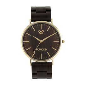 VOWOOD Union-Romantic Black Men's Wrist Watch / Natural Wood Handcrafted Premium Fashion Wristwatch, Chacate Preto Wood, High-quality Wood Package, Lifetime Warranty - Made in Korea