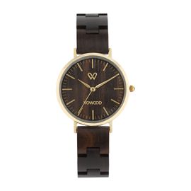 VOWOOD Union-Romantic Black Women's Wrist Watch / Natural Wood Handcrafted Premium Fashion Wristwatch, Chacate Preto Wood, High-quality Wood Package, Lifetime Warranty - Made in Korea