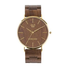 VOWOOD Union-Cozy Brown Men's Wrist Watch / Natural Wood Handcrafted Premium Fashion Wristwatch, Walnut Wood, High-quality Wood Package, Lifetime Warranty - Made in Korea