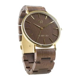 VOWOOD Union-Cozy Brown Men's Wrist Watch / Natural Wood Handcrafted Premium Fashion Wristwatch, Walnut Wood, High-quality Wood Package, Lifetime Warranty - Made in Korea