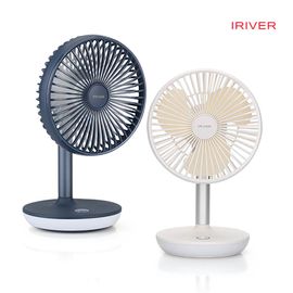 iRiver Wireless Tabletop Rotating Fan DF-1806A, 90-degree left/right rotation, 45-degree up/down adjustment, 6-inch low-noise fan, separate blades for cleaning, up to 17 hours of wireless use, 4-level wind speed control, LED mood light