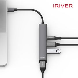 iRiver 4in1 multihub IHC-HW10-HUB4, up to 100W charging, HDMI 4K, 5Gbp data transmission, USB-C 1 port, USB-A 2 ports, HDMI 1 port