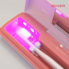 iRiver Dual UVC-LED Portable Toothbrush Sterilizer ITS-500, wireless toothbrush sterilizer, USB + battery, built-in mirror