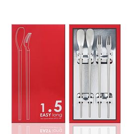 [JEISON] EZ4 1.5 Easy Long Teaspoon and Fork Set  4-piece  Made in Korea 