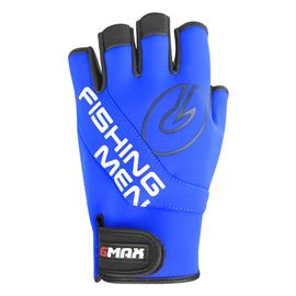[BY_Glove] GMS10078 G-Max Neo Fishing 5CUT (all cuts) half gloves, Functional Genuine Reinforced Lycra Fabric, High-Quality Synthetic Leather, All-cut Fishing Gloves, angling_Blue