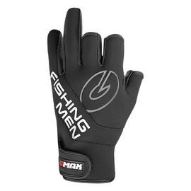 [BY_Glove] GMS10079 G-Max Neo Fishing 3 CUT (3 cuts) half gloves, Functional Genuine Reinforced Lycra Fabric, High-Quality Synthetic Leather, 3-cut Fishing Gloves, angling_Black