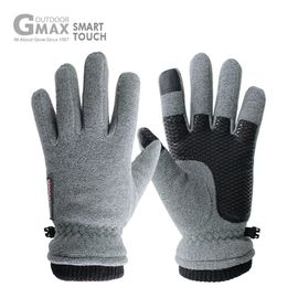 [BY_Glove] GMS20030 G-Max Koala Smart Winter Gloves, Cachion Raised Fabric and Silicone Double Patch, Microfiber Lining Insulating Warm Gloves, Winter Gloves_Gray