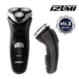 IZUMI Triple-blade Electric Razor IKR-2450, Waterproof rating IPX7 Dry & wet shaving Lithium-ion battery 4 hours charging 60 minutes use Pop-up trimmer Free Voltage - Made in Japan