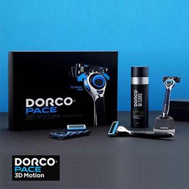 DORCO PACE 3D Motion Gift Set, PACE 3D Motion + 14 Razor Blades + M-Care Cleansing Foam + Premium Stand