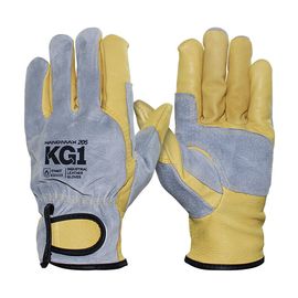 HANDMAX Multi-purpose high-quality Argon Welding Gloves KG1 NO.205, yellow, high-quality argon gloves made of goat leather and pig skin, 350-degree heat resistance, free size