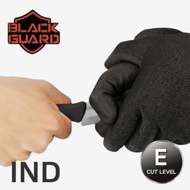 HANDMAX Black Guard IND Stab-Proof Gloves, stab protection gloves, cut 5 cut-proof gloves, stainless steel yarn, reinforced polyethylene yarn (HPPE), PU coating, cut level E, 13G