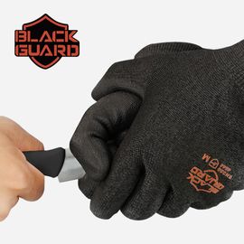 HANDMAX Black Guard Stab-Proof Gloves NO.518, Stab Protection Gloves, cut 5 cut-proof gloves, stainless steel yarn, reinforced polyethylene yarn (HPPE), PU coating, cut level E, 13G