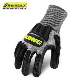IRONCLAD KONG Nnit Cut Impact-resistant Heavy-duty Safety Gloves, Cut prevention, ASNI 4, C level, Inner skin-HPPE, Nylon, Aramid / UOuter Shell-TPR pad, Nitrile coating, 13G