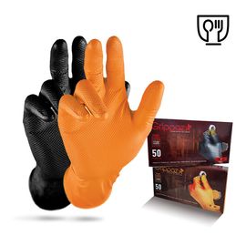 Grippaz Nitrile Chemical Resistant Gloves 246, 50 sheets, non-slip gloves for food, total length 24cm, anti-static, silicone powder free, smart device touch