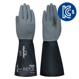 ANSEL Alphatech Chemical Resistant Gloves 53-001, Nitrile + Neoprene Blend, Lining-Nylon, 35cm, Heat resistance 100°C, KCs certified, Anti-static, Silicone free