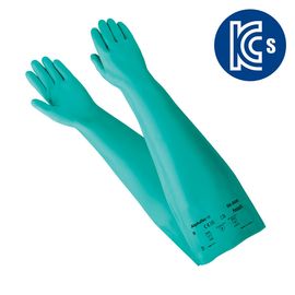 ANSEL Alphatech Chemical Protection Gloves 58-008, 64cm, KCs certified, Anti-static, Nitrile polymer material, Diamond pattern Palm, Silicone Free