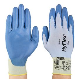 ANSEL HyFlex Ultra-light Work Gloves 11-518, Cut level 3 anti-cut gloves, 18G knitting, Spandex yarn, Dyneema fiber, PU coated