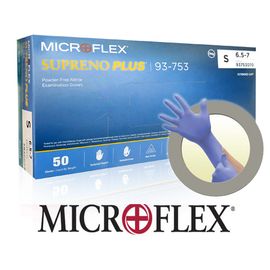 ANSEL Microflex Supreno Plus, 50 sheets, 12 inches, Long Sleeve Disposable Nitrile Material Safety Gloves, Powder Latex free, EN ISO 374-5 VIRUS